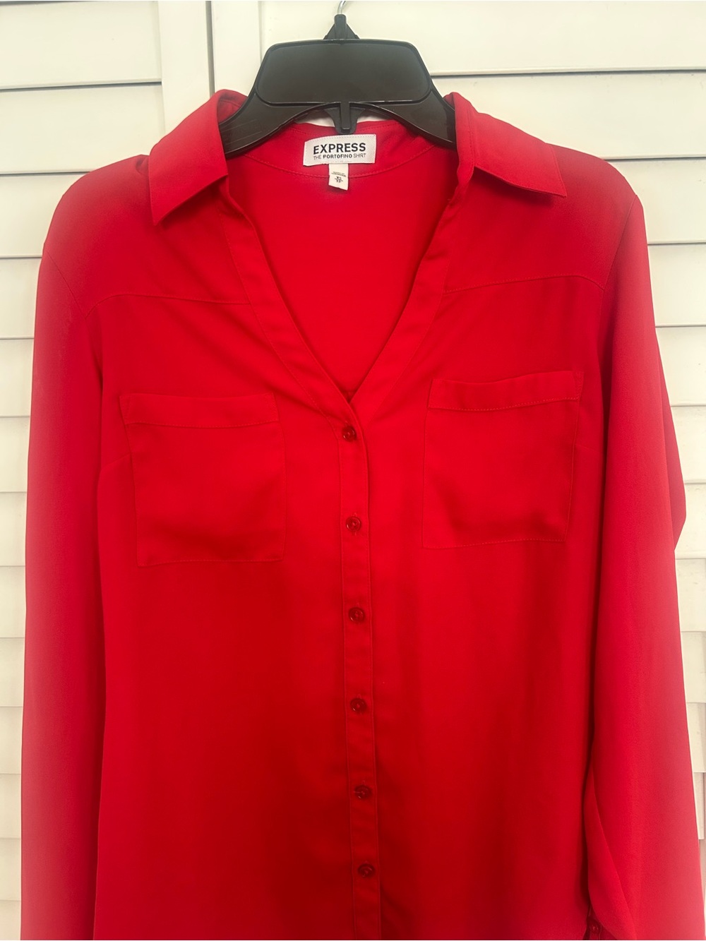 Express Red Long-Sleeve Button-Down Shirt